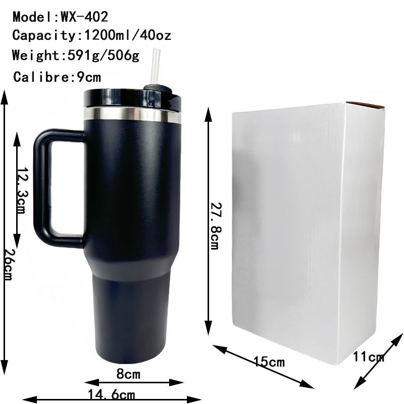 Taza de hielo portátil transfronteriza de segunda generación 304 taza de aislamiento de acero inoxidable 40oz taza de agua de paja de gran capacidad al aire libre