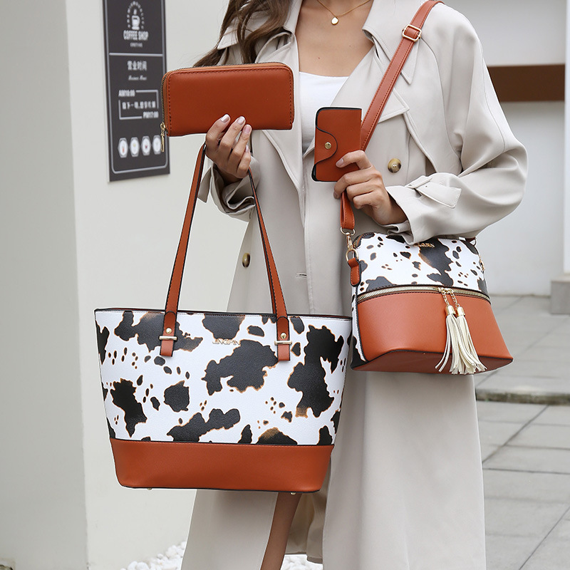 Cross-border new 2024 Women's bag, fashionable large-capacity hand-held buns, mother bag, four-piece set, single-shoulder crossbody bag wholesale bag undefined