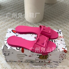 外贸款D新款G女24夏休闲外穿一字凉拖防水果冻鞋沙滩防滑平底拖鞋