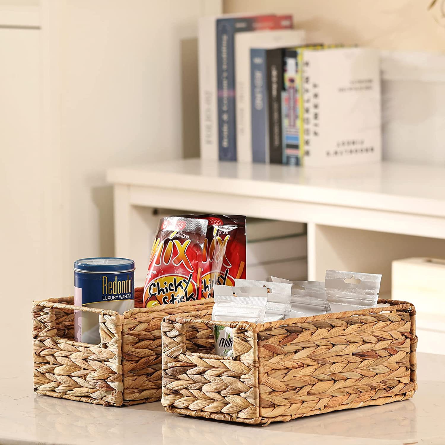Cesta de almacenamiento de tela de paja de calabaza de agua personalizada de espejo, cesta de almacenamiento de tela de caña plegable, mesa de cocina, cesta de almacenamiento de bocadillos