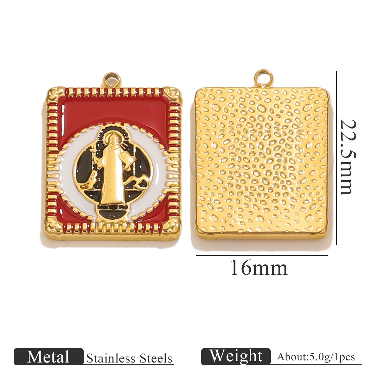 Acero inoxidable transfronterizo retro goteo de aceite cuadrado virgen colgante 18k oro DIY accesorios accesorios al por mayor