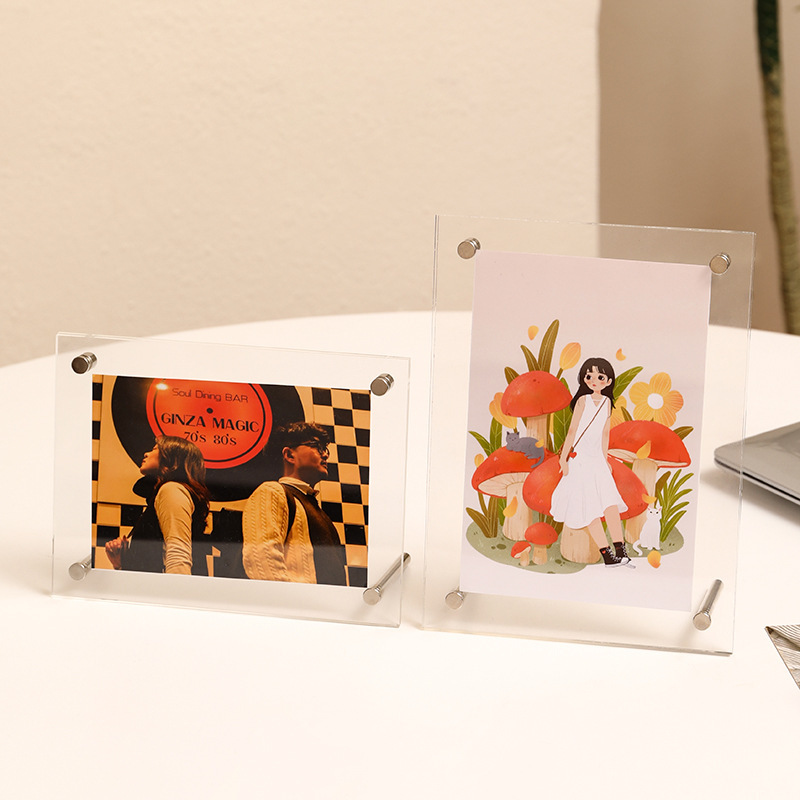 Double-sided transparent photo display stand 6 7 8 inch acrylic photo frame table A4 A3 business license picture frame