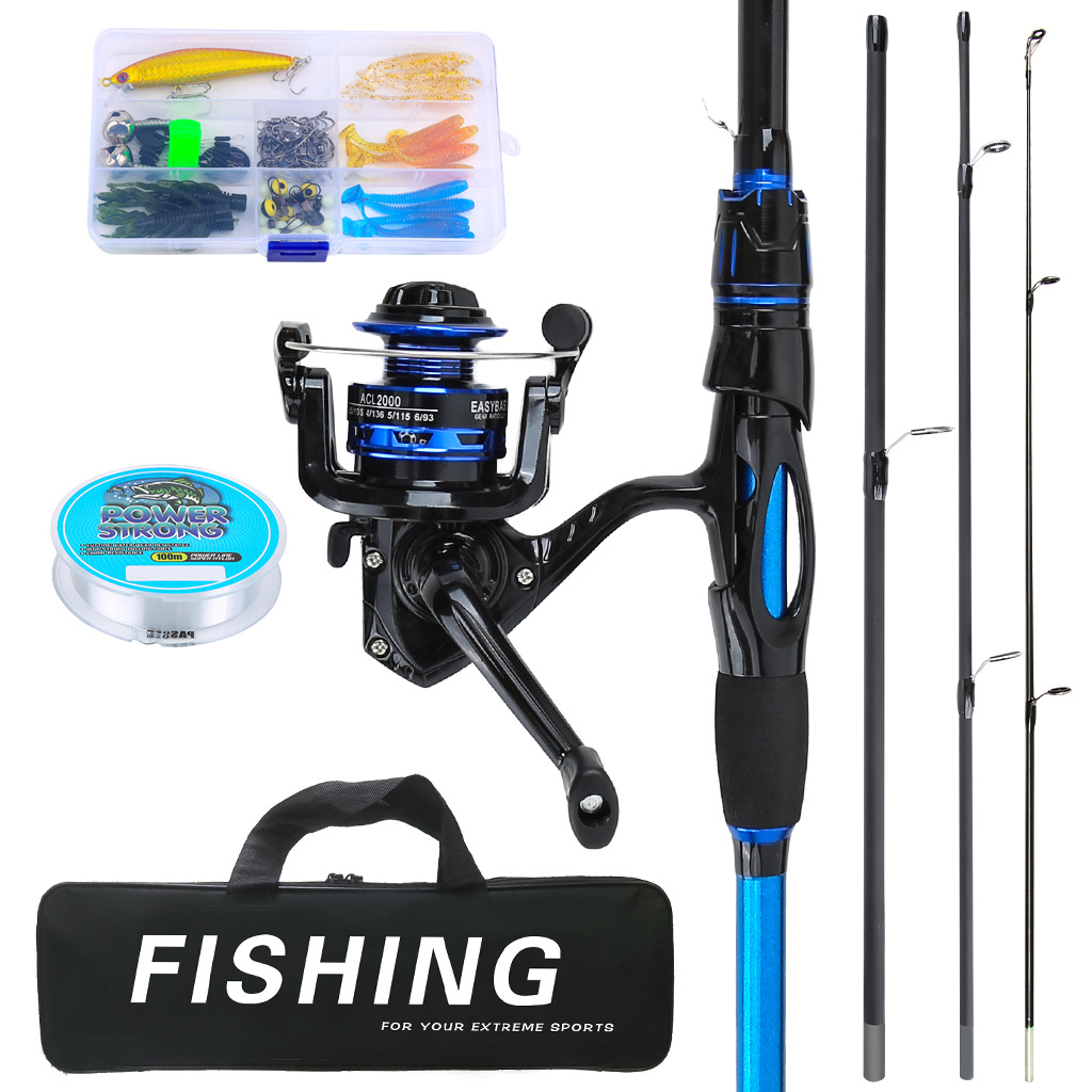 Cross-border lure rod 1.8m blue four-section rod long-distance casting fishing rod outdoor fishing gear set manufacturer wholesale