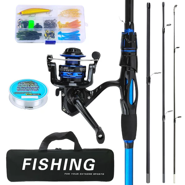 Cross-border lure rod 1.8m blue four-section rod long-distance casting fishing rod outdoor fishing gear set manufacturer wholesale