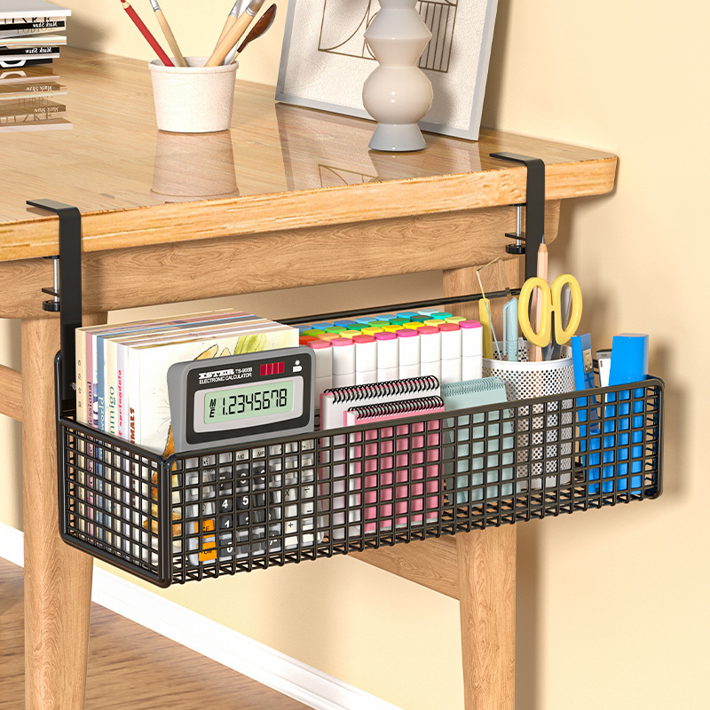 Office Desk Shelf Desktop Hanging Basket Hanging Station Finishing Artifact with Hook Office Desk Storage Box
