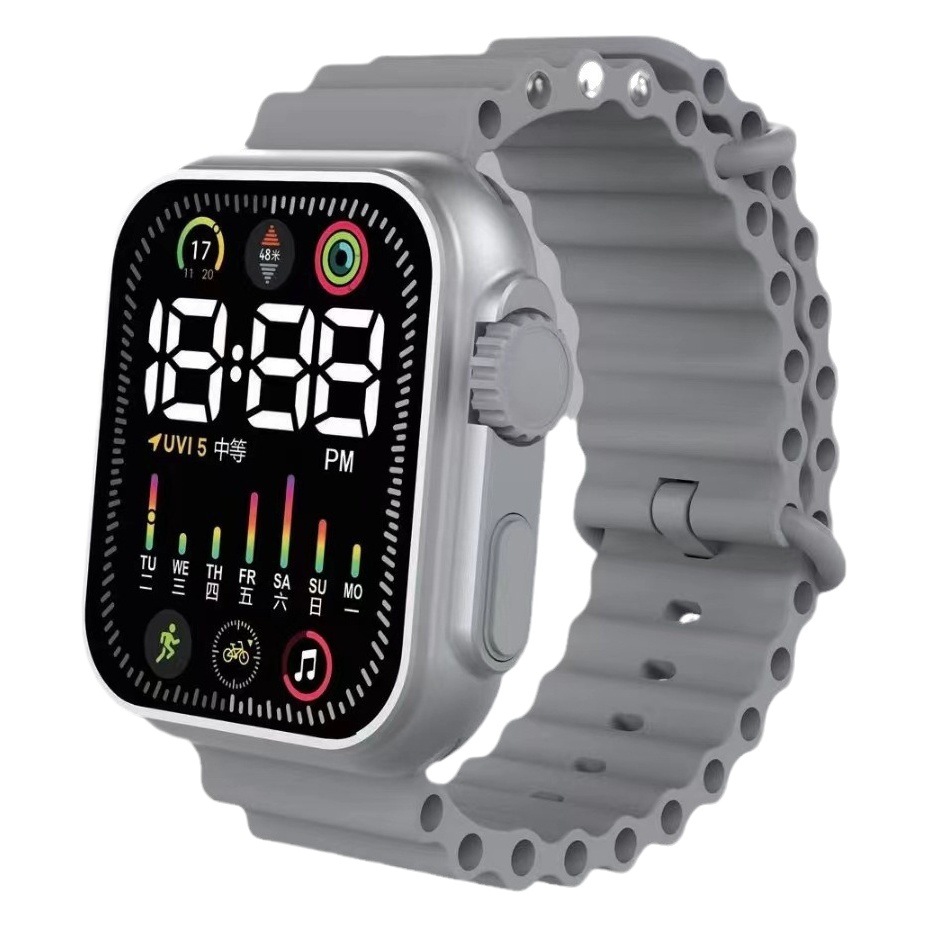 Nuevo reloj electrónico LED P7 champán plata océano banda moda digital deportes niños estudiante LED reloj electrónico