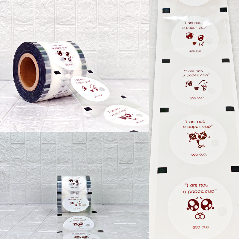 Película selladora para vasos de té con leche o soja, material esmerilado, con logotipo personalizado, paquete de 3 rollos