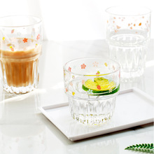 小清新花朵双节玻璃杯冰咖啡杯果汁杯奶茶杯可礼品logo礼品批发