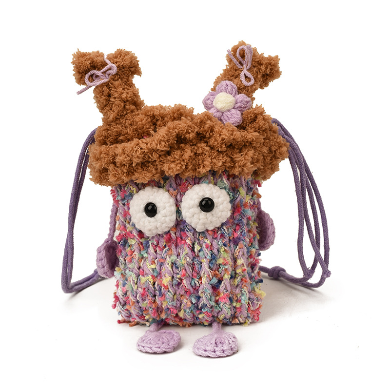 Cartoon cute little monstruos bolsas de niños extrañas bolsas de cambio de niños otoño y invierno ganchillo bolsas de hombro para bebés