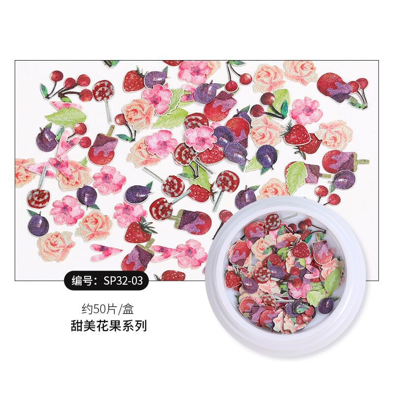Decoraciones de uñas estilo celebridad de internet, láminas ultrafinas de pulpa de madera, pequeñas flores de margarita y hojas, pegatinas mixtas para uñas con decoración de lámina dorada.