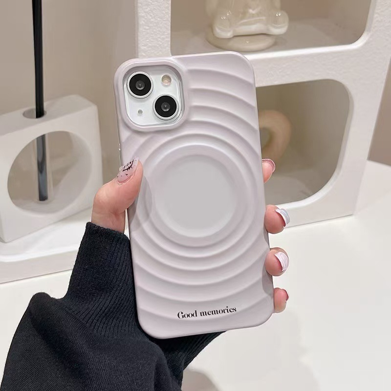 Sencillo de onda magnética de color sólido 16ProMax soporte a cuadros 14 para Apple 15 funda para teléfono móvil 13 pareja 15PM