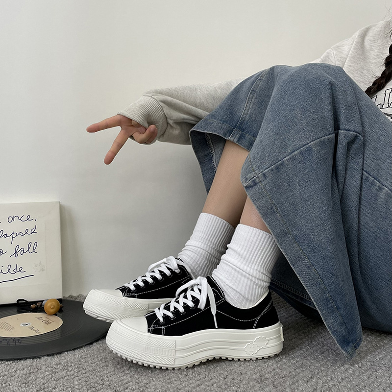 Colorful Siyi New Hot-Selling Thick-Soled Canvas Shoes for Women Cloud White Shoes Mis-817
