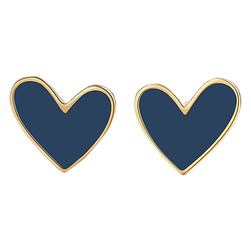 Estilo coreano negro en forma de corazón mini pendientes de plata esterlina de las mujeres 925 pendientes al por mayor encantadora pequeña oreja piercing sueño libre pick-up