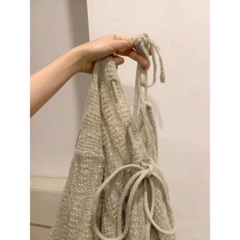 Французское нежное платье с ветром женское осеннее и зимнее сладкое талия тонкое чувство дизайна нишевые юбки дикие вязаные юбки