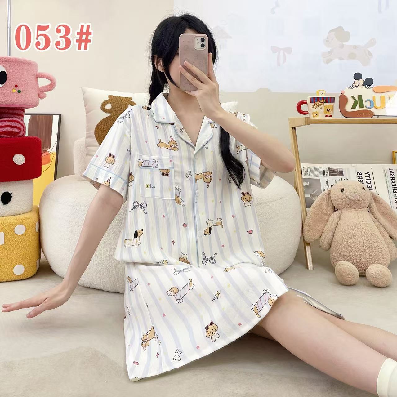 Ins adorable dulce verano pijama de mangas cortas damas nubes algodón cardigan largo