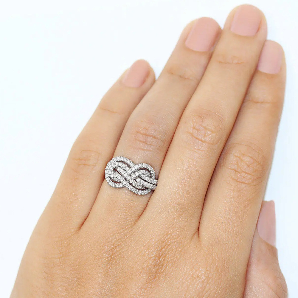 Light Luxury Knot Ring Women's Niche Exquisite Diamond-encrusted Fashion Design Sense ins Trendy Internet Celebrity Finger Ring_voghion.com