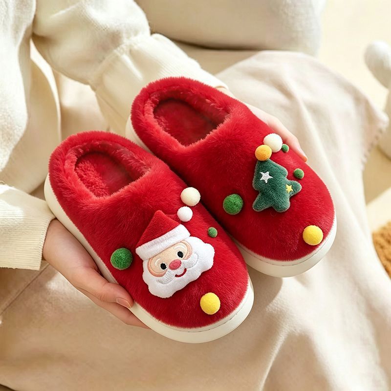 Christmas limited edition plush home slippers are warm and comfortable, a must-have for couples at home, full of festive atmosphere