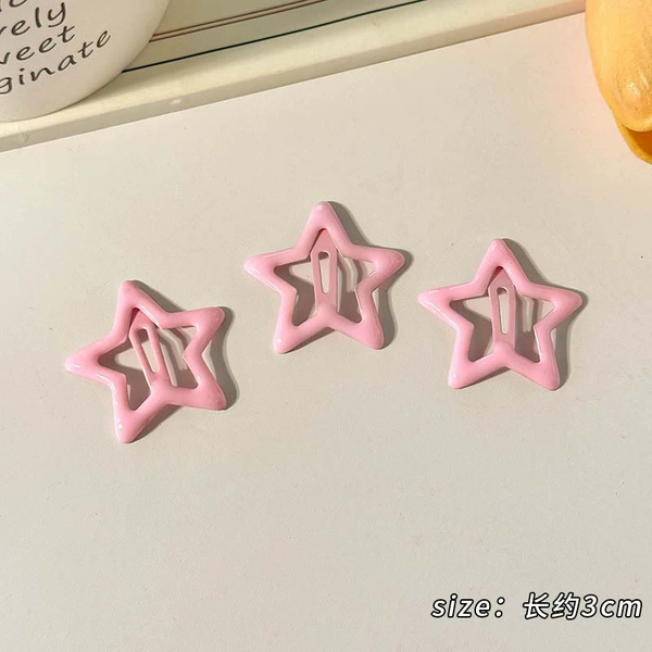 3CM five-pointed star BB clip-light pink T1-070