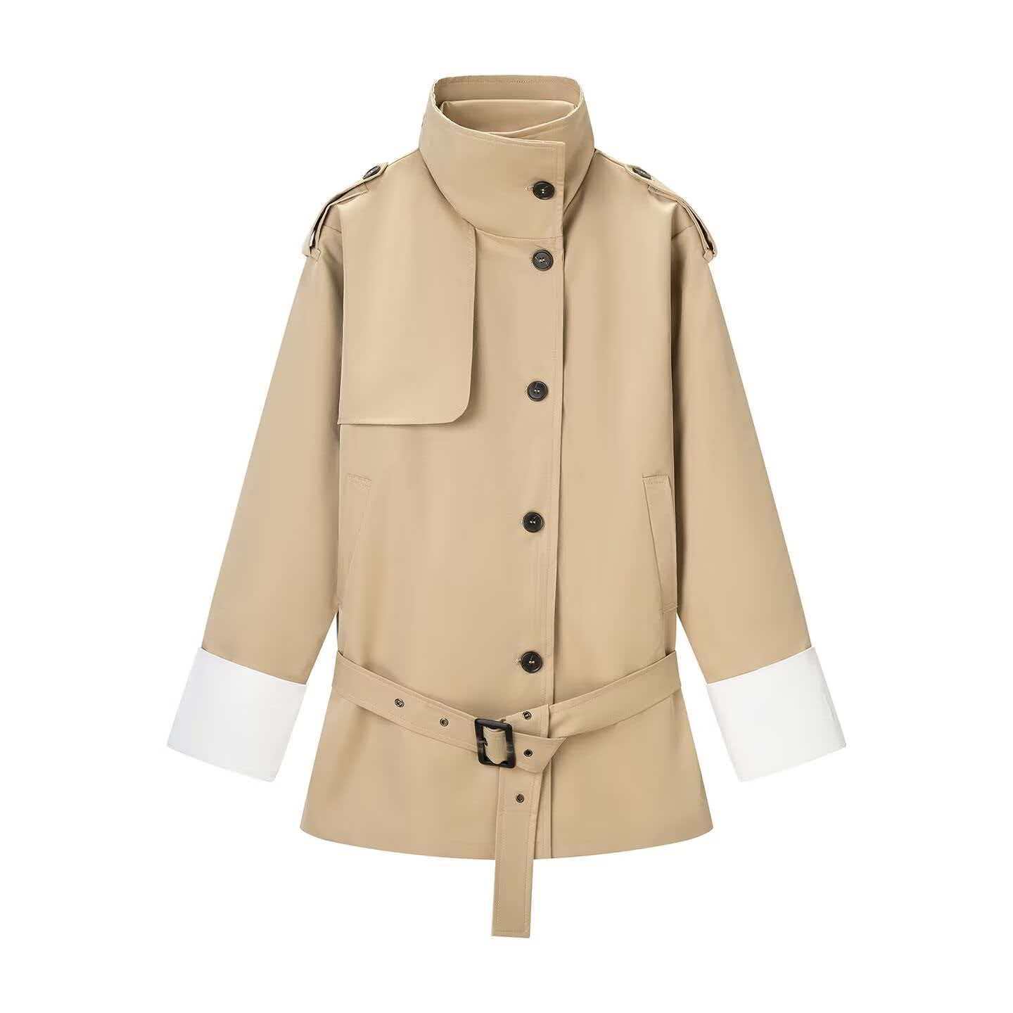 autumn khaki trench coat for leisure
