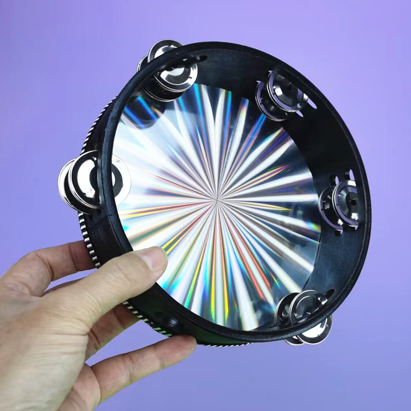 Banda de batería láser Acompañamiento 8 Instrumento de percusión Orff de 10 pulgadas Instrumento de rendimiento de jardín de infantes Pandereta láser de doble fila