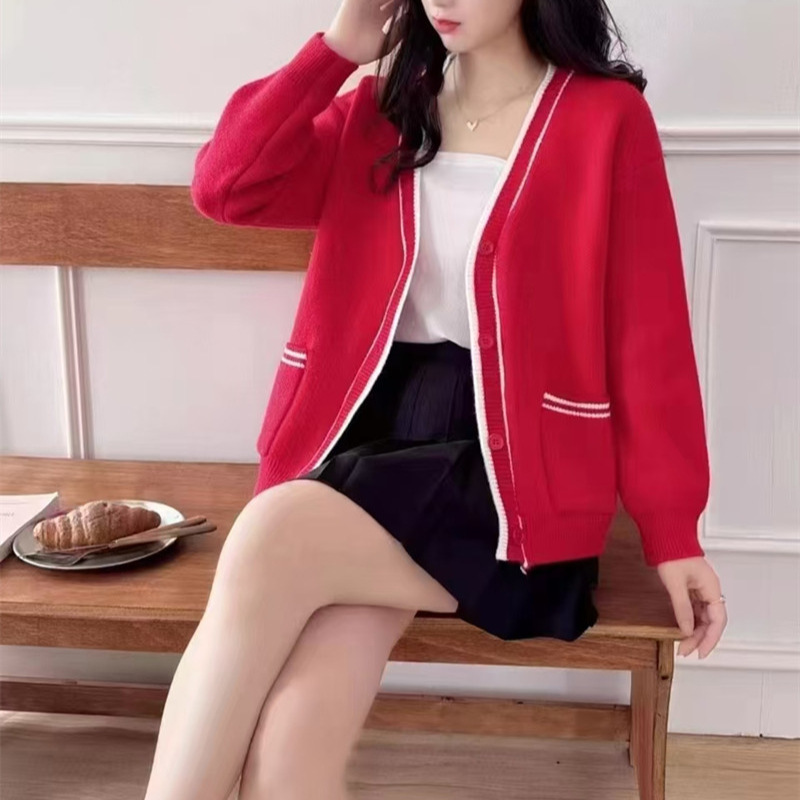 Corea del Sur otoño 2025 nuevo cardigan de punto mujeres perezoso viento de cuello en V manga larga variedad pequeño suéter de viento fragante abrigo image 4