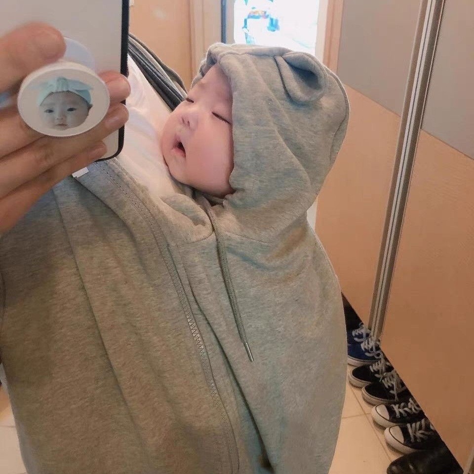 袋鼠特大码80-300斤母子连体衣妈妈哺乳卫衣秋季新款薄款外套