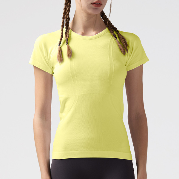 Lulu Short-sleeved Yoga Clothes Quick-drying T-shirt Women's Round Neck Top Slim-fit Sports Top Sports Top Sports Style Breathable Fitness Clothes