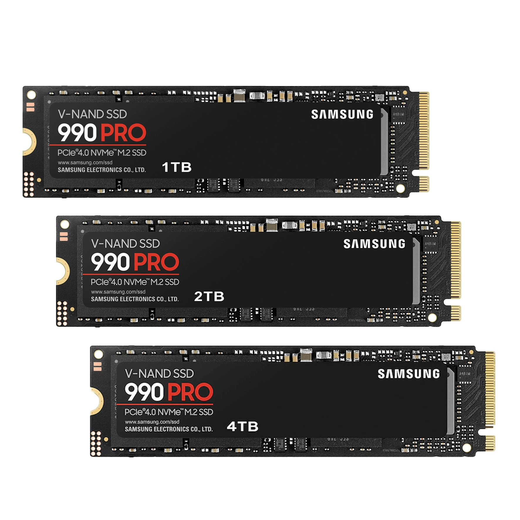 M.2 NVMe SSD (Samsung) 990 PRO, 990 EVO Plus, 980 — PCIe 4.0, ёмкость до 4 ТБ