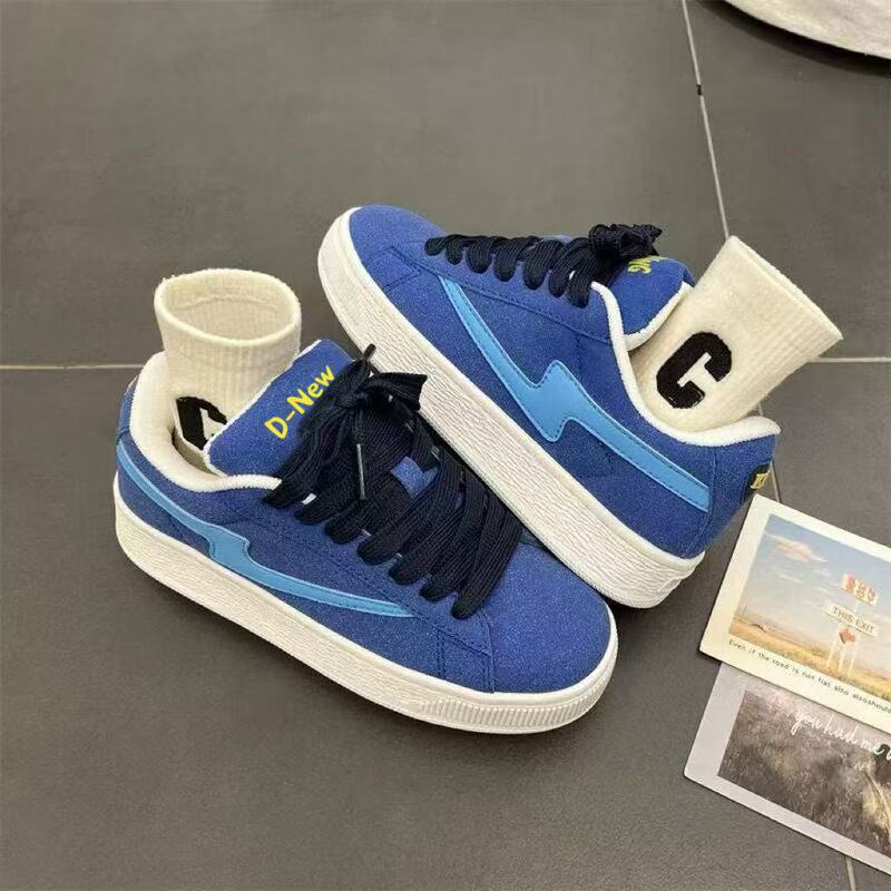 Royal Blue Thick-Soled Casual Shoes for Women 2024 New Versatile Ins Style Sports Sneakers Couple Style Trendy Shoes