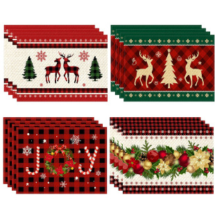 New Christmas Linen Printed Place Mat Creative Christmas Decorative Table Mat Home Heat Insulated Table Mat Source Factory
