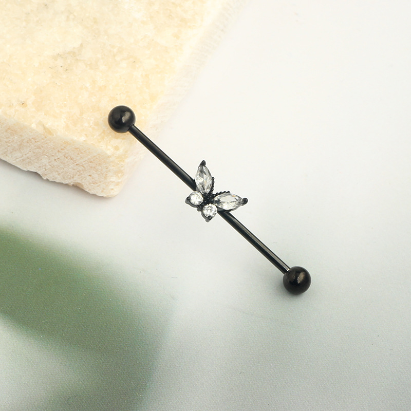 Ear Studs Classification Ear Cartilage Rings & Studs Piercing Type 1 Piece Quantity 1 Piece Ear Cartilage Rings & Studs Simple Style Classic Style Solid Color 304 Stainless Steel Inlay Zircon Ear Cartilage Rings & Studs