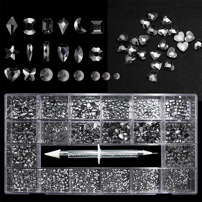 Comercio exterior transfronterizo 21 rejilla de uñas taladro especial en forma de diamante Amazon traje de uñas DIY joyería de uñas taladro de uñas