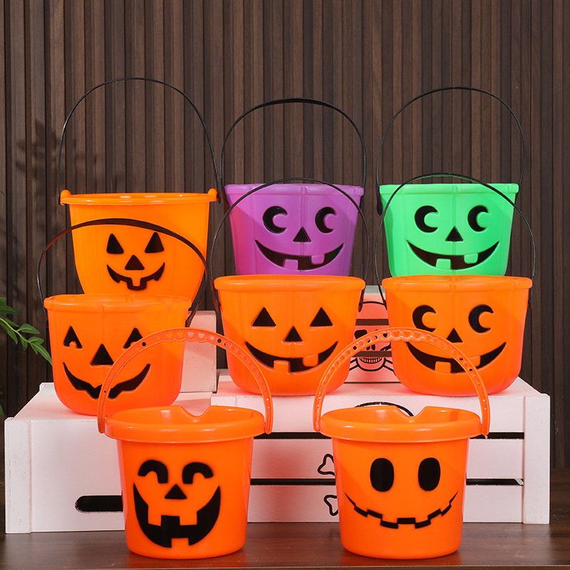 Cubo Decorativo de Calabaza de Halloween de Plástico para Bares y Fiestas