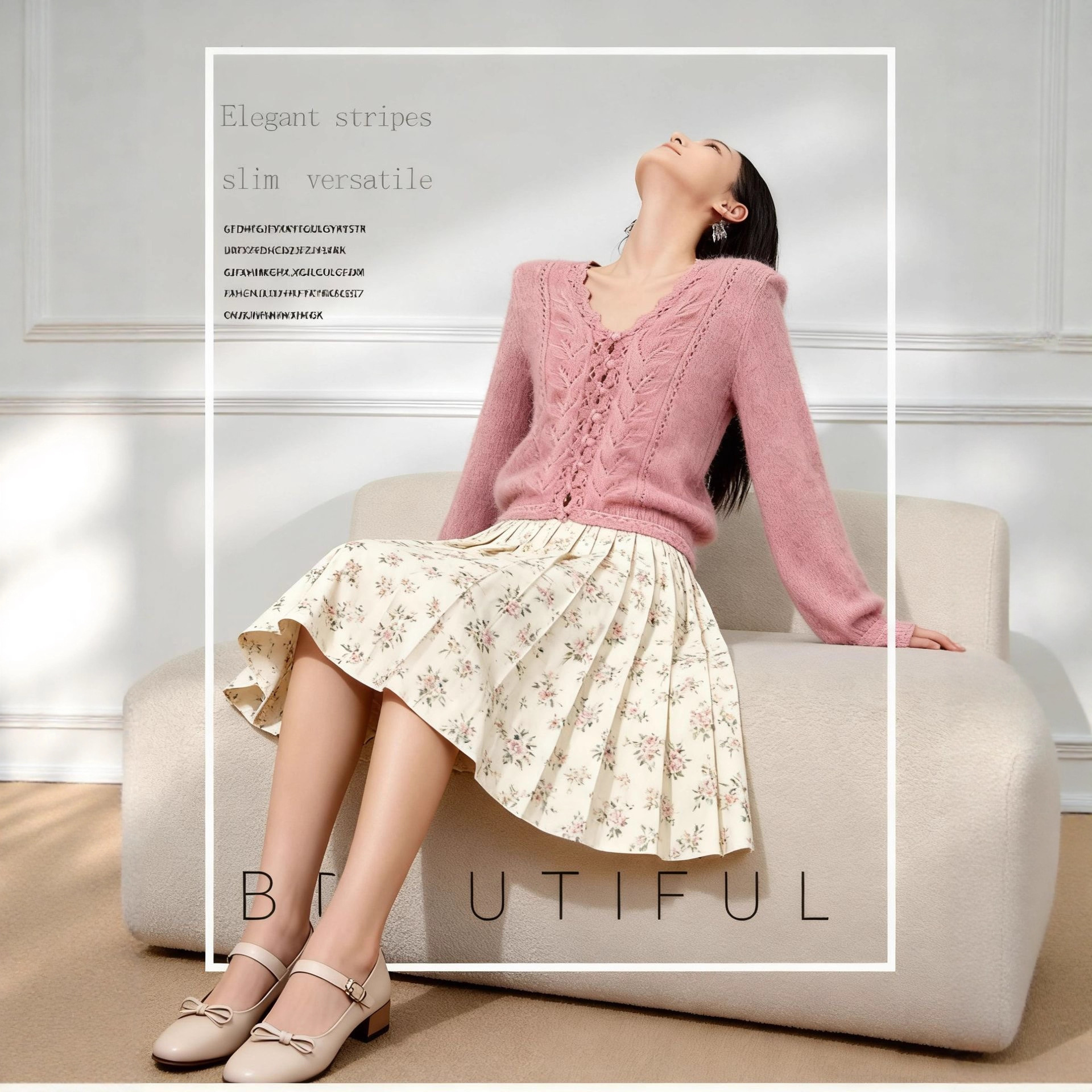 原单法式小众轻奢柔软羊毛马海毛扇贝边手钩编织针织衫开衫女毛衣