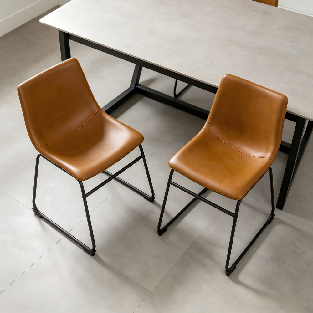 Silla de comedor Wayfair de lujo ligero de alto nivel de comercio exterior mesa de comedor silla de cuero pu italiana silla de restaurante respaldada