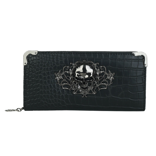 New  skull fashion personality long women's wallet punk women's clutch multi-card slot mobile phone bag