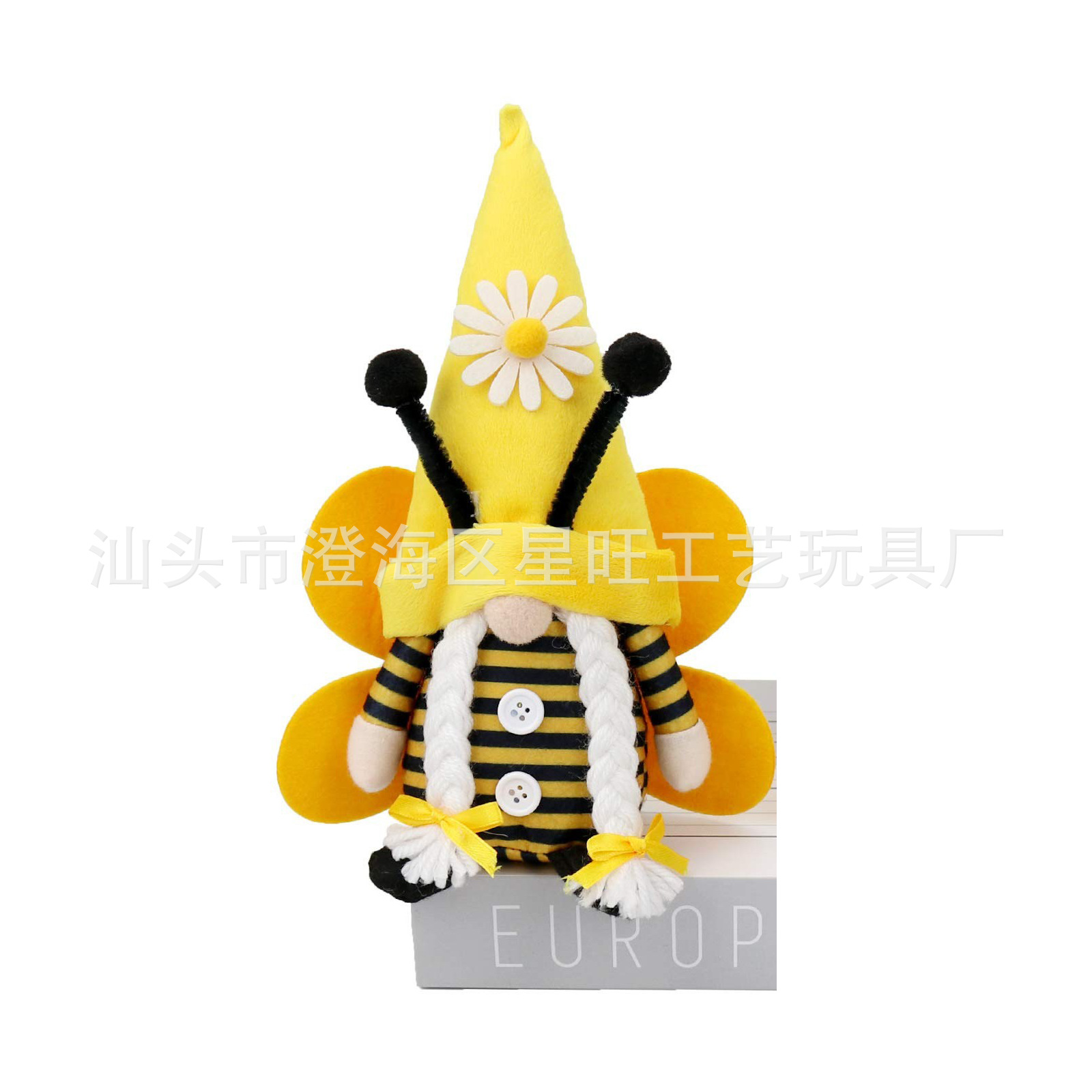 Fiesta de la abeja personalizada Muñeca Rudolph de pierna larga postura sentada muñeca sin rostro decoración de anciano enano