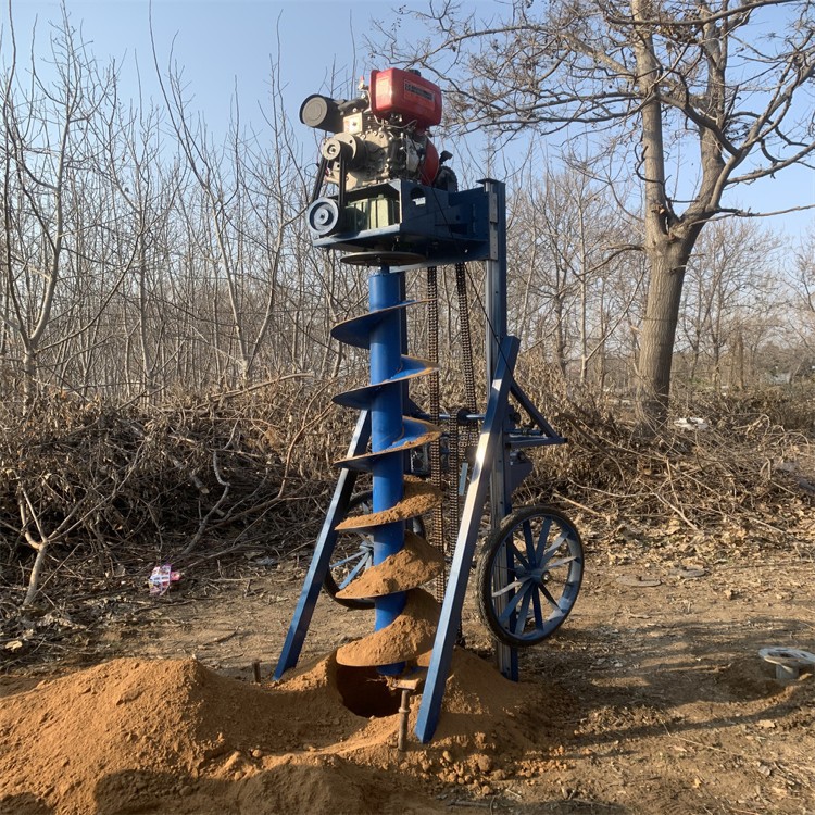 灌注桩光伏打桩机 柴油大功率便携轮推式钻孔机 栽杆植桩多功能
