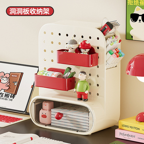 Desktop Hole Board Storage Box Drawer Style Office Workstation Student Desk Stationery Organizer 
