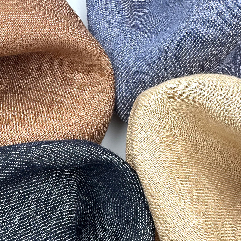 亚麻棉斜纹秋冬款不过时面料布匹现货供应免费寄色卡