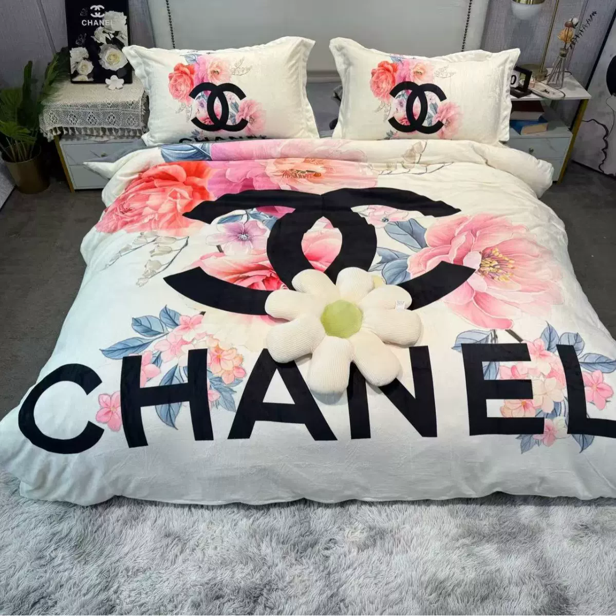 潮牌四件套法莱绒水晶绒套件牛奶绒床单被套三件套公司活动用品