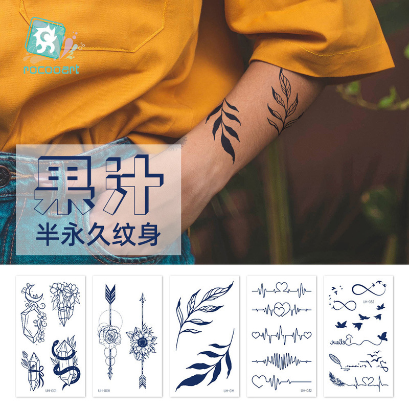 New Juice Herbal Tattoo Stickers Semi-Permanent Korean Hot-Selling Harajuku Waterproof Fresh Tattoo Stickers English Text New Juice Herbal Tattoo Stickers Semi-Permanent Korean Hot-Selling Harajuku Waterproof Fresh Tattoo Stickers English Text