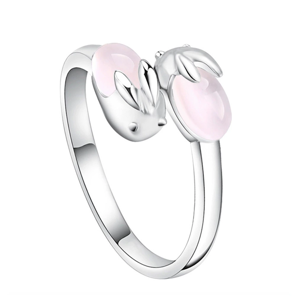 Cute rabbit, ring, crystal, accessory, on index finger