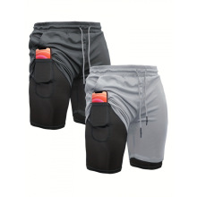 T 66630 Double-layer Quick-dry 4/7-length Shorts ˫���ٸ���