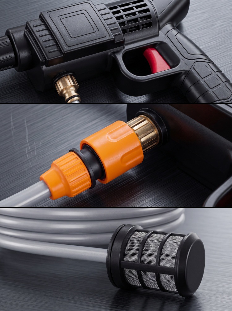 Wireless high-pressure car wash water gun, household car washer, rechargeable gun, portable high-power lithium battery, six-in-one 10m hose
