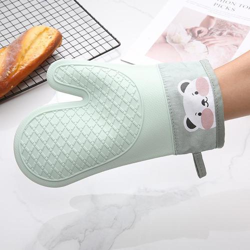 Insulated oven gloves baking tools silicone non-slip gloves thickened kitchen baking two-finger microwave oven gloves