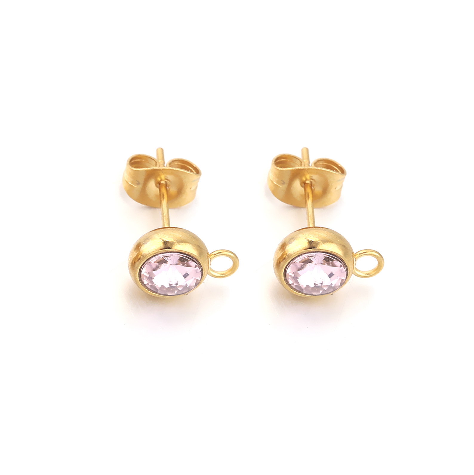 Pendientes de acero inoxidable accesorios de 7mm cuentas redondas con pendientes de anillo cabeza redonda PIN de oreja con apertura colgante accesorios de pendientes de DIY