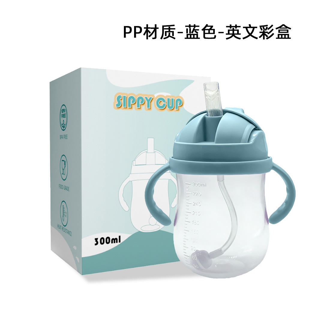 Taza de Aprendizaje PP Azul 300ML - Caja de Color en Inglés