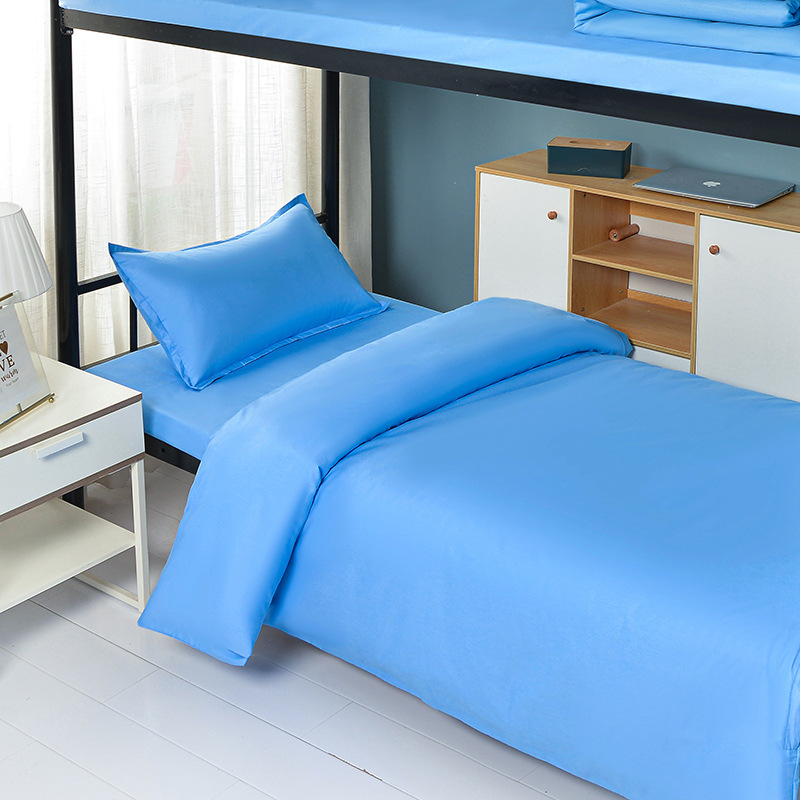 Juego de sábanas y funda nórdica de tres piezas, sábana ajustable de clase A, cama individual de dormitorio de algodón puro, ropa de cama escolar, ropa de cama para estudiantes
