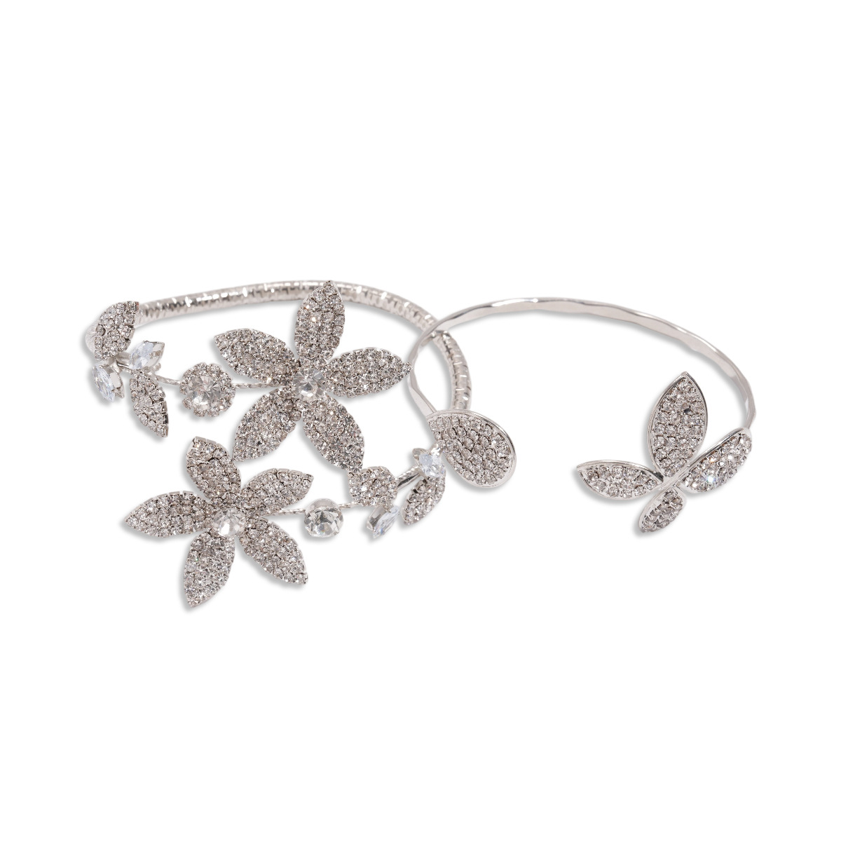 Europa y los Estados Unidos diamantes transfronterizos flores irregulares brazalete de apertura personalidad fría pulsera de viento ligera lujosa alta sensación de joyería para mujeres